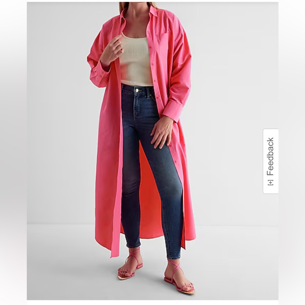 Express Boyfriend Poplin Portofino Maxi Shirt Dress - Picture 9 of 13